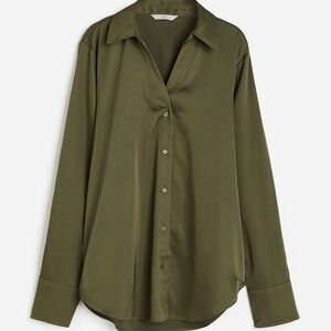H&M Satin Olive Green Blouse